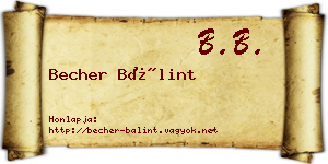 Becher Bálint névjegykártya